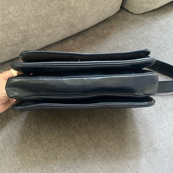 Vintage Needlepoint and Leather Blue Shoulder Bag - Picture 8 of 11